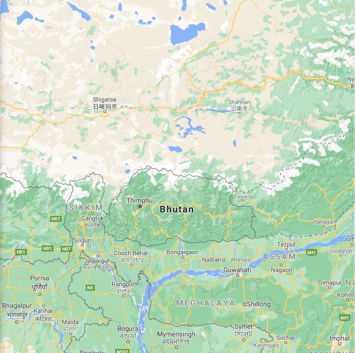 Bhutan Border Map