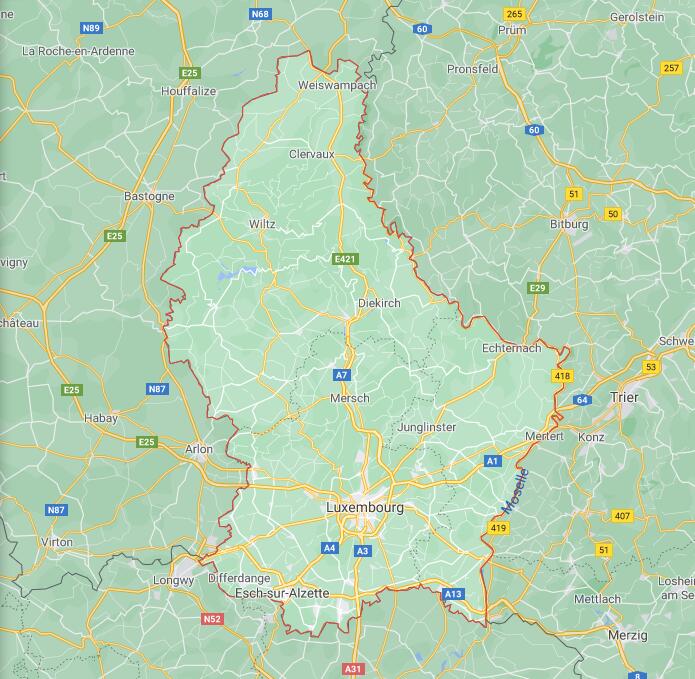 Luxembourg Border Map