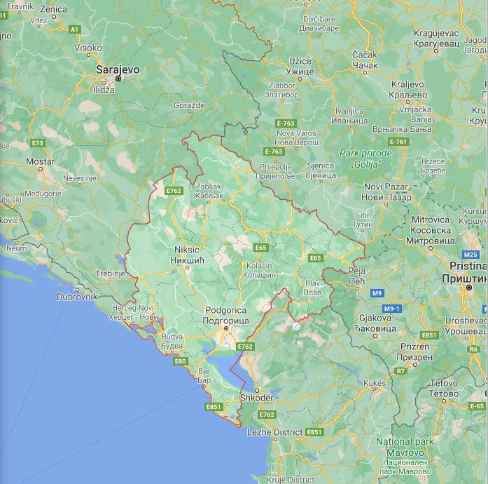 Montenegro Border Map